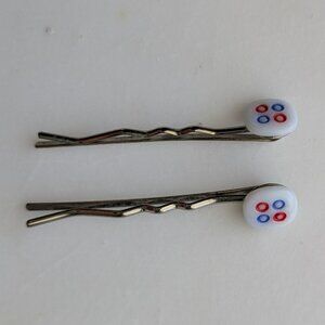 Red and Blue Circle Bobby Pins